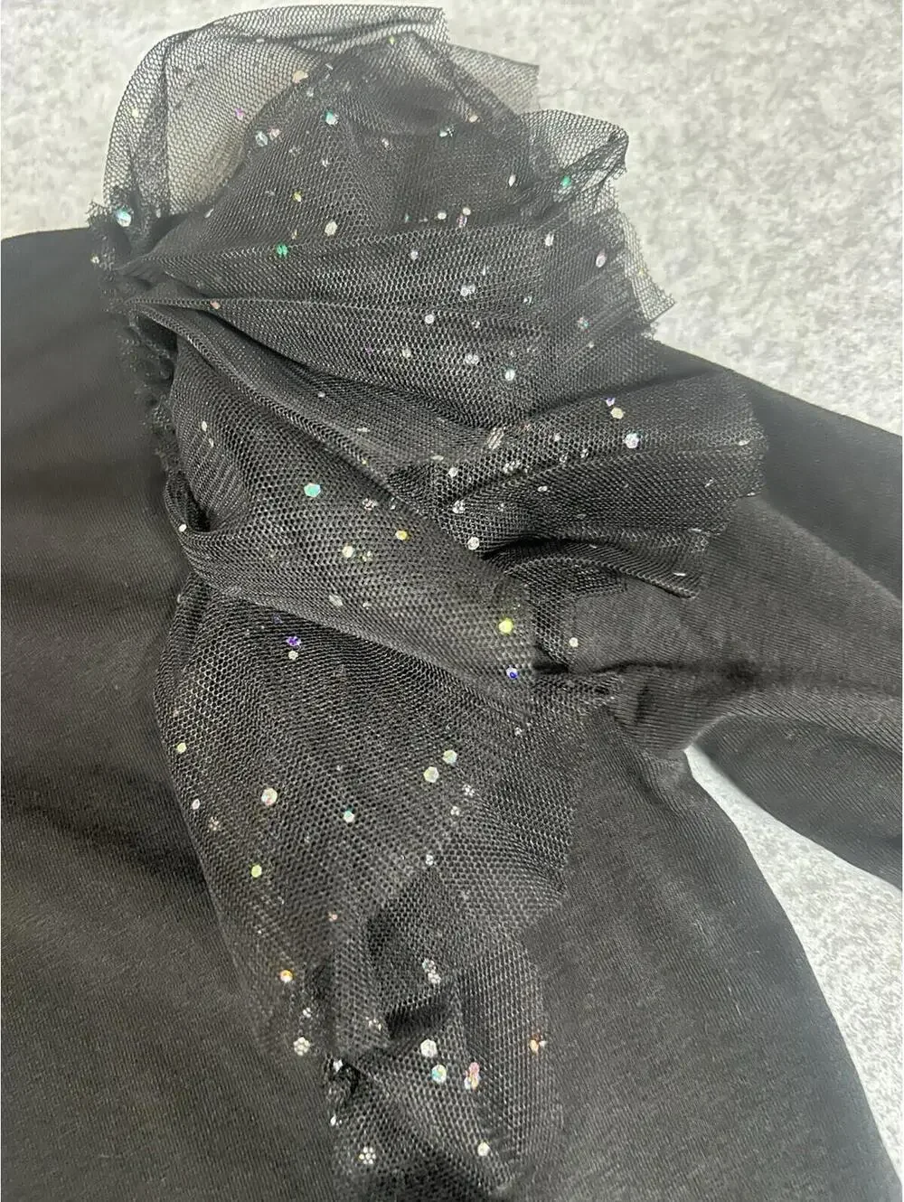 H&M Girls Black‎ Glitter Ruffle Long Sleeve Pullover Top US 8/10